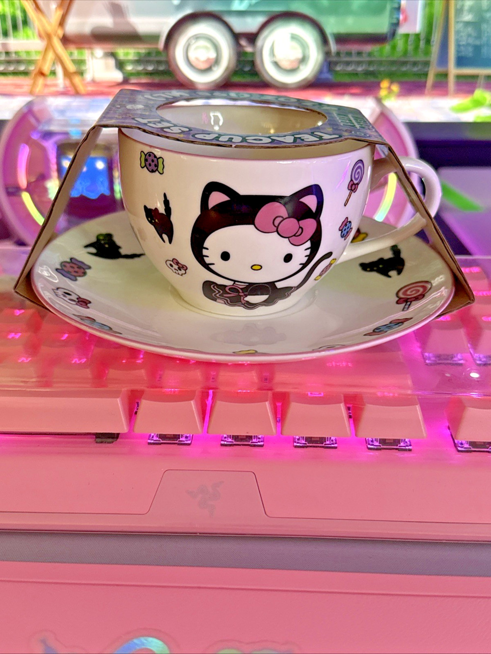 Hello Kitty Halloween Teacup Saucer Set 6.7oz 2024 Cat Sanrio Limited Edition